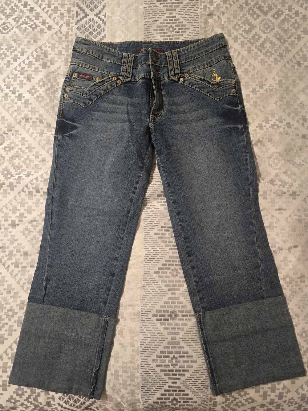 Baby Phat Women's Dark Blue Cuffed Cropped Jeans